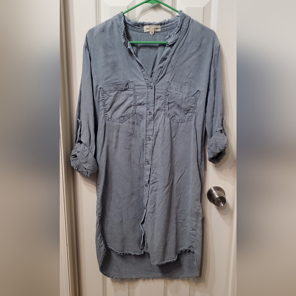 Cloth & Stone Blue Shirt Dress Size Large